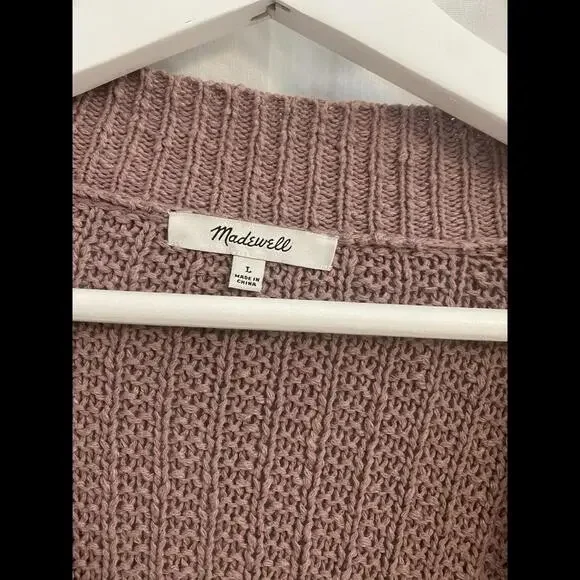 Madewell Bobble Cardigan Sweater Women's Large Dusty Rose Pink Open Front - Picture 2 of 7